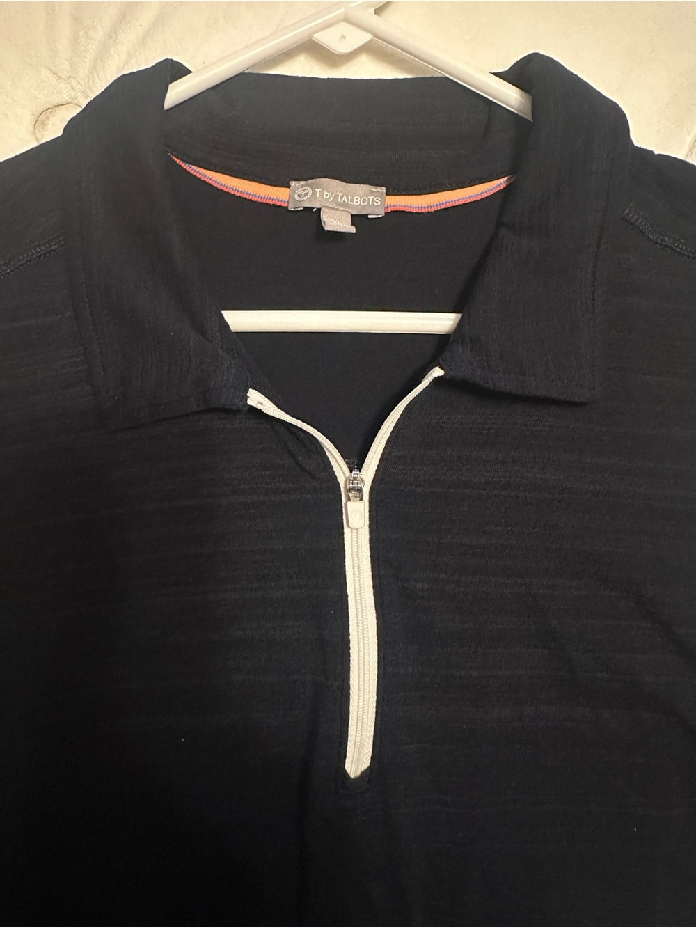 Talbots navy polo with White Trim